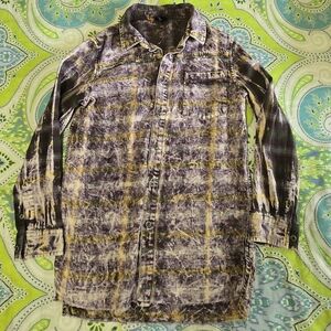 Art Class Button Up Kids Shirt 8-10 Tie Dye Acid Wash